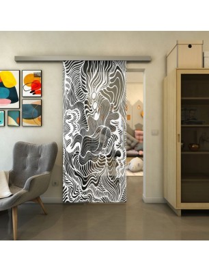 Glasschiebetür SLIM-LINE - Fineprint Model 056 Weiss auf Grauglas