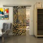 Glasschiebetür SLIM-LINE - Fineprint Modell 057 Gold auf Grauglas