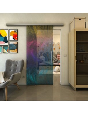 Glasschiebetür SLIM-LINE - Fineprint Model 062 Verlauf auf Grauglas