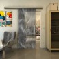 Glasschiebetür SLIM-LINE - Fineprint Modell 062 Weiss auf Grauglas