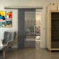 Glasschiebetür SLIM-LINE - Fineprint Modell 063 Weiss auf Grauglas