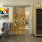 Glasschiebetür SLIM-LINE - Fineprint Modell 065 Gold auf Grauglas