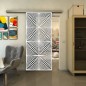 Glasschiebetür SLIM-LINE - Fineprint Modell 069 Weiss auf Grauglas