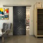 Glasschiebetür SLIM-LINE - Fineprint Modell 071 Schwarz auf Grauglas