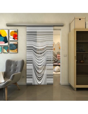 Glasschiebetür SLIM-LINE - Fineprint Model 073 Weiss auf Grauglas