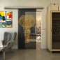 Glasschiebetür SLIM-LINE - Fineprint Modell 078 Gold auf Grauglas Glasschiebetür SLIM-LINE - Fineprint Modell 078 Gold auf Grauglas