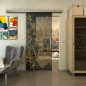 Glasschiebetür SLIM-LINE - Fineprint Modell 080 Gold auf Grauglas Glasschiebetür SLIM-LINE - Fineprint Modell 080 Gold auf Grauglas