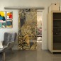 Glasschiebetür SLIM-LINE - Fineprint Modell 083 Gold auf Grauglas Glasschiebetür SLIM-LINE - Fineprint Modell 083 Gold auf Grauglas