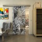 Glasschiebetür SLIM-LINE - Fineprint Modell 083 Weiss auf Grauglas