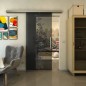Glasschiebetür SLIM-LINE - Fineprint Modell 085 Schwarz auf Grauglas