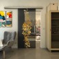 Glasschiebetür SLIM-LINE - Fineprint Modell 085 Gold auf Grauglas Glasschiebetür SLIM-LINE - Fineprint Modell 085 Gold auf Grauglas