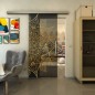 Glasschiebetür SLIM-LINE - Fineprint Modell 088 Gold auf Grauglas