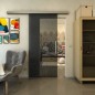 Glasschiebetür SLIM-LINE - Fineprint Modell 090 Schwarz auf Grauglas