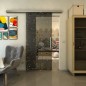 Glasschiebetür SLIM-LINE - Fineprint Modell 090 Gold auf Grauglas