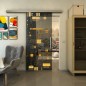 Glasschiebetür SLIM-LINE - Fineprint Modell 092 Gold auf Grauglas Glasschiebetür SLIM-LINE - Fineprint Modell 092 Gold auf Grauglas