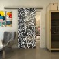 Glasschiebetür SLIM-LINE - Fineprint Modell 095 Weiss auf Grauglas