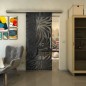Glasschiebetür SLIM-LINE - Fineprint Modell 096 Schwarz auf Grauglas
