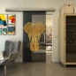Glasschiebetür SLIM-LINE - Fineprint Modell 098 Gold auf Grauglas