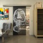 Glasschiebetür SLIM-LINE - Fineprint Modell 103 Weiss auf Grauglas