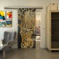Glasschiebetür SLIM-LINE - Fineprint Modell 105 Gold auf Grauglas