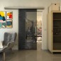 Glasschiebetür SLIM-LINE - Fineprint Modell 106 Schwarz auf Grauglas