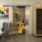 Glasschiebetür SLIM-LINE - Fineprint Modell 106 Gold auf Grauglas
