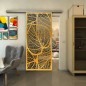 Glasschiebetür SLIM-LINE - Fineprint Modell 107 Gold auf Grauglas
