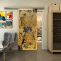 Glasschiebetür SLIM-LINE - Fineprint Modell 108 Gold auf Grauglas