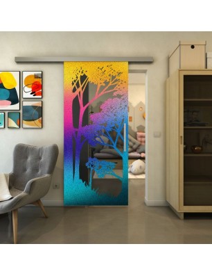 Glasschiebetür SLIM-LINE - Fineprint Model 110 Verlauf auf Grauglas