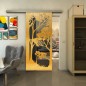 Glasschiebetür SLIM-LINE - Fineprint Modell 110 Gold auf Grauglas