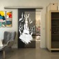 Glasschiebetür SLIM-LINE - Fineprint Modell 114 Weiss auf Grauglas