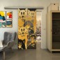 Glasschiebetür SLIM-LINE - Fineprint Modell 115 Gold auf Grauglas