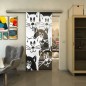 Glasschiebetür SLIM-LINE - Fineprint Modell 115 Weiss auf Grauglas