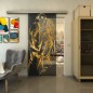 Glasschiebetür SLIM-LINE - Fineprint Modell 116 Gold auf Grauglas