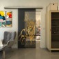 Glasschiebetür SLIM-LINE - Fineprint Modell 117 Gold auf Grauglas