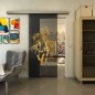 Glasschiebetür SLIM-LINE - Fineprint Modell 118 Gold auf Grauglas
