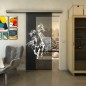 Glasschiebetür SLIM-LINE - Fineprint Modell 118 Weiss auf Grauglas