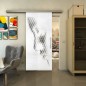 Glasschiebetür SLIM-LINE - Fineprint Modell 120 Weiss auf Grauglas