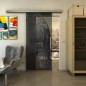 Glasschiebetür SLIM-LINE - Fineprint Modell 122 Schwarz auf Grauglas Glasschiebetür SLIM-LINE - Fineprint Modell 122 Schwarz auf Grauglas