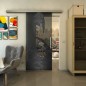 Glasschiebetür SLIM-LINE - Fineprint Modell 124 Schwarz auf Grauglas Glasschiebetür SLIM-LINE - Fineprint Modell 124 Schwarz auf Grauglas