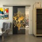 Glasschiebetür SLIM-LINE - Fineprint Modell 127 Gold auf Grauglas