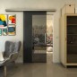 Glasschiebetür SLIM-LINE - Fineprint Modell 128 Schwarz auf Grauglas Glasschiebetür SLIM-LINE - Fineprint Modell 128 Schwarz auf Grauglas