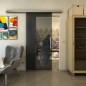 Glasschiebetür SLIM-LINE - Fineprint Modell 129 Schwarz auf Grauglas Glasschiebetür SLIM-LINE - Fineprint Modell 129 Schwarz auf Grauglas