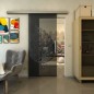 Glasschiebetür SLIM-LINE - Fineprint Modell 130 Schwarz auf Grauglas Glasschiebetür SLIM-LINE - Fineprint Modell 130 Schwarz auf Grauglas