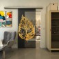 Glasschiebetür SLIM-LINE - Fineprint Modell 130 Gold auf Grauglas