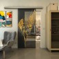Glasschiebetür SLIM-LINE - Fineprint Modell 131 Gold auf Grauglas