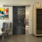Glasschiebetür SLIM-LINE - Fineprint Modell 133 Schwarz auf Grauglas Glasschiebetür SLIM-LINE - Fineprint Modell 133 Schwarz auf Grauglas