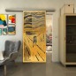 Glasschiebetür SLIM-LINE - Fineprint Modell 133 Gold auf Grauglas