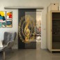 Glasschiebetür SLIM-LINE - Fineprint Modell 134 Gold auf Grauglas