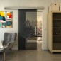 Glasschiebetür SLIM-LINE - Fineprint Modell 136 Schwarz auf Grauglas Glasschiebetür SLIM-LINE - Fineprint Modell 136 Schwarz auf Grauglas